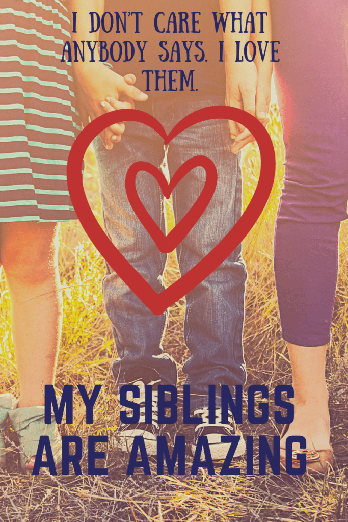 .MA loving brother and two sisters standing together.