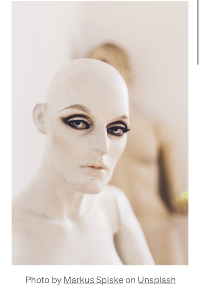 ￼A mannequin that looks human.